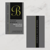 Elegant monogram grijs zwart effen visitekaartjes (Voorkant / Achterkant)