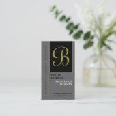 Elegant monogram grijs zwart effen visitekaartjes (Staand voorkant)