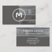 Elegant monogram grijze brikwal 2 toon visitekaartje (Voorkant / Achterkant)