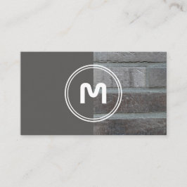 Elegant monogram grijze brikwal 2 toon visitekaartje