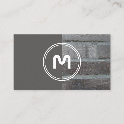 Elegant monogram grijze brikwal 2 toon visitekaartje (Voorkant)