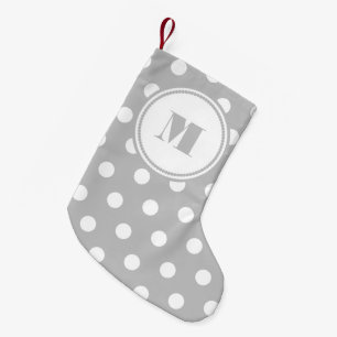Elegant Monogram Grijze Polka stippen Kleine Kerstsok