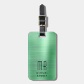 Elegant monogram groen bagagelabel (Voorkant verticaal)