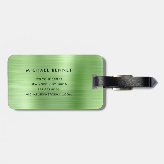 Elegant monogram groen bagagelabel (Achterkant horizontaal)