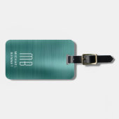 Elegant monogram groen bagagelabel (Voorkant horizontaal)