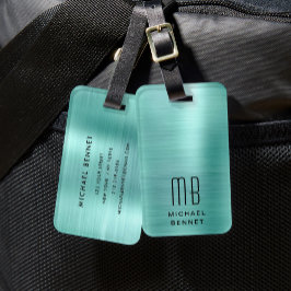 Elegant monogram groen bagagelabel
