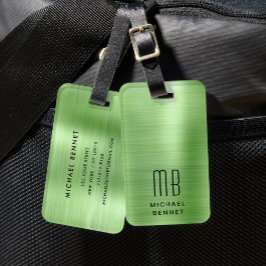 Elegant monogram groen bagagelabel