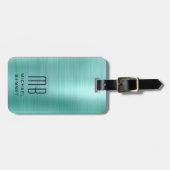 Elegant monogram groen bagagelabel (Voorkant horizontaal)