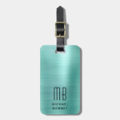 Elegant monogram groen bagagelabel (Voorkant verticaal)