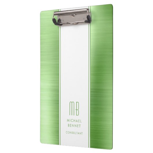 Elegant monogram groen bedrijf klembord (Links)