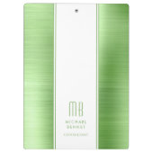 Elegant monogram groen bedrijf klembord (Achterkant)