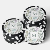 Elegant Monogram Groen Blauw Botanische Waterverf Poker Chips (Opstapeling)