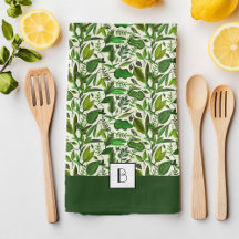 Elegant Monogram Groen Botanisch Patroon