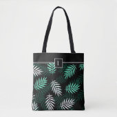 Elegant Monogram Groen Botanisch Patroon Tote Bag (Voorkant)
