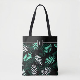 Elegant Monogram Groen Botanisch Patroon Tote Bag