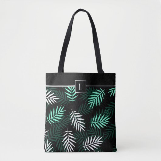 Elegant Monogram Groen Botanisch Patroon Tote Bag (Voorkant)