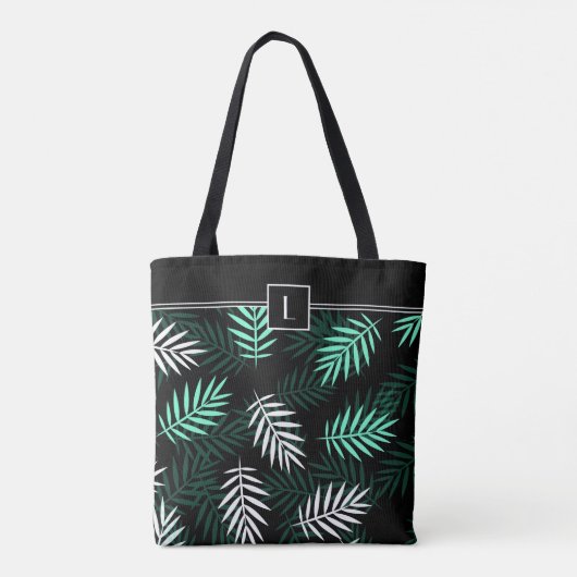 Elegant Monogram Groen Botanisch Patroon Tote Bag (Achterkant)