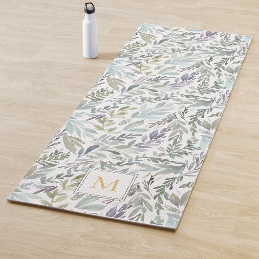 Elegant Monogram Groen Botanisch Waterverf Yogamat (In situ)