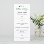 Elegant Monogram Groen Bruiloft Menu (Staand voorkant)
