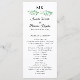 Elegant Monogram groen bruiloft programma