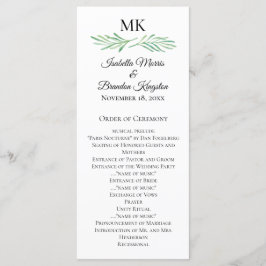 Elegant Monogram groen bruiloft programma