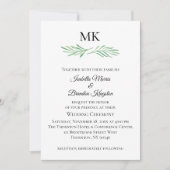 Elegant Monogram Groen Bruiloft Uitnodiging (Voorkant)