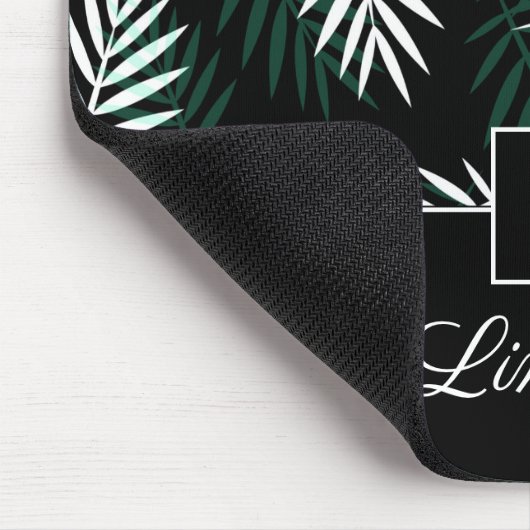 Elegant monogram groen laat botanisch patroon acht muismat (Hoek)