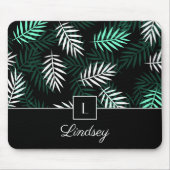 Elegant monogram groen laat botanisch patroon acht muismat (Voorkant)