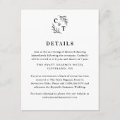 Elegant monogram groen laat bruiloft details informatiekaartje (Voorkant)