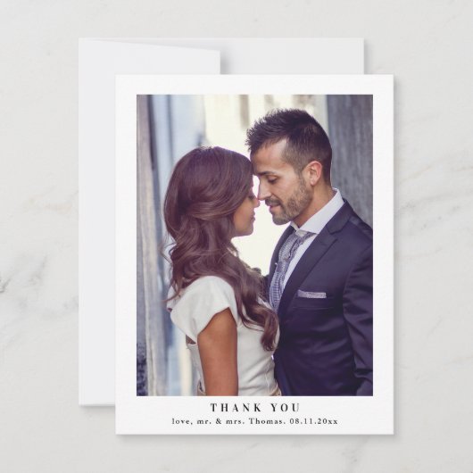 Elegant monogram groen laat bruiloft foto bedankkaart (Voorkant)