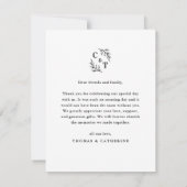 Elegant monogram groen laat bruiloft foto bedankkaart (Achterkant)