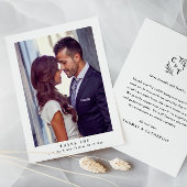 Elegant monogram groen laat bruiloft foto bedankkaart