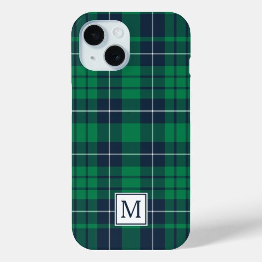 Elegant Monogram Groen Plaid Case-Mate iPhone Case (Achterkant)