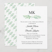 Elegant Monogram Groen repetitie diner Kaart (Voorkant / Achterkant)