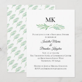 Elegant Monogram Groen repetitie diner Kaart