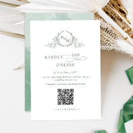 Elegant Monogram Groen RSVP Online QR Code Informatiekaartje