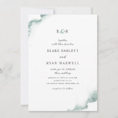 Elegant Monogram, Groen, Sage Waterverf Bruiloft Kaart (Voorkant)