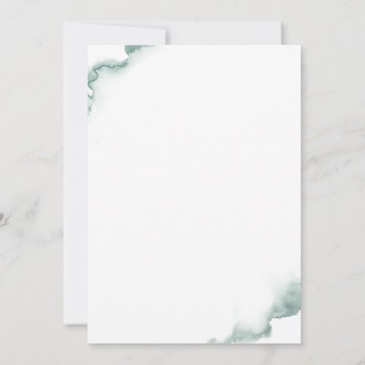 Elegant Monogram, Groen, Sage Waterverf Bruiloft Kaart (Achterkant)