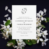 Elegant monogram groen verlaat bruiloft kaart