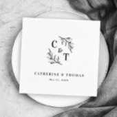 Elegant monogram groen verlaat bruiloft servet