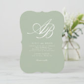 Elegant Monogram Groen Witte Bruiloft Kaart (Staand voorkant)