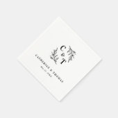 Elegant Monogram Groene Bladeren Bruiloft Servet (Hoek)