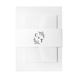Elegant Monogram Groene Bladeren Bruiloft Uitnodigingen Wikkel