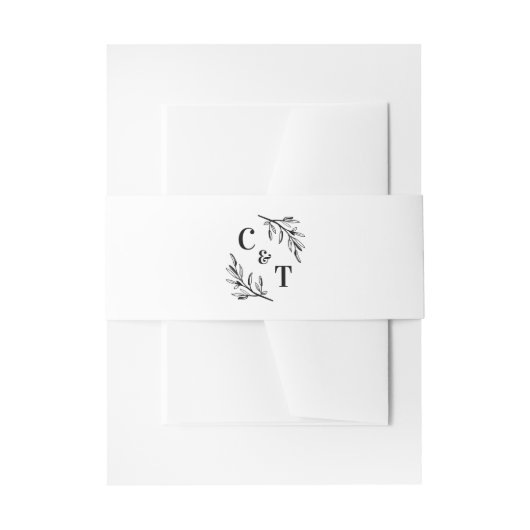 Elegant Monogram Groene Bladeren Bruiloft Uitnodigingen Wikkel (Voorkant Voorbeeld)