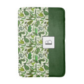 Elegant Monogram Groene Bladeren Patroon Badmat (Voorkant Verticaal)