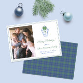 Elegant Monogram Groene Boog Familiefoto Kerstmis Feestdagenkaart