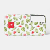 Elegant Monogram Groene Botanische Palmbladeren Samsung Galaxy Hoesje (Achterkant horizontaal)