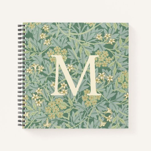 Elegant Monogram Groene Jasmin Bloem Notitieboek (Voorkant)