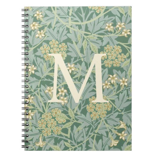 Elegant Monogram Groene Jasmin Bloem Notitieboek (Voorkant)