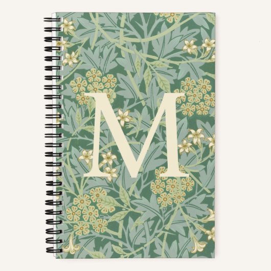 Elegant Monogram Groene Jasmin Bloemig Notitieboek (Voorkant)